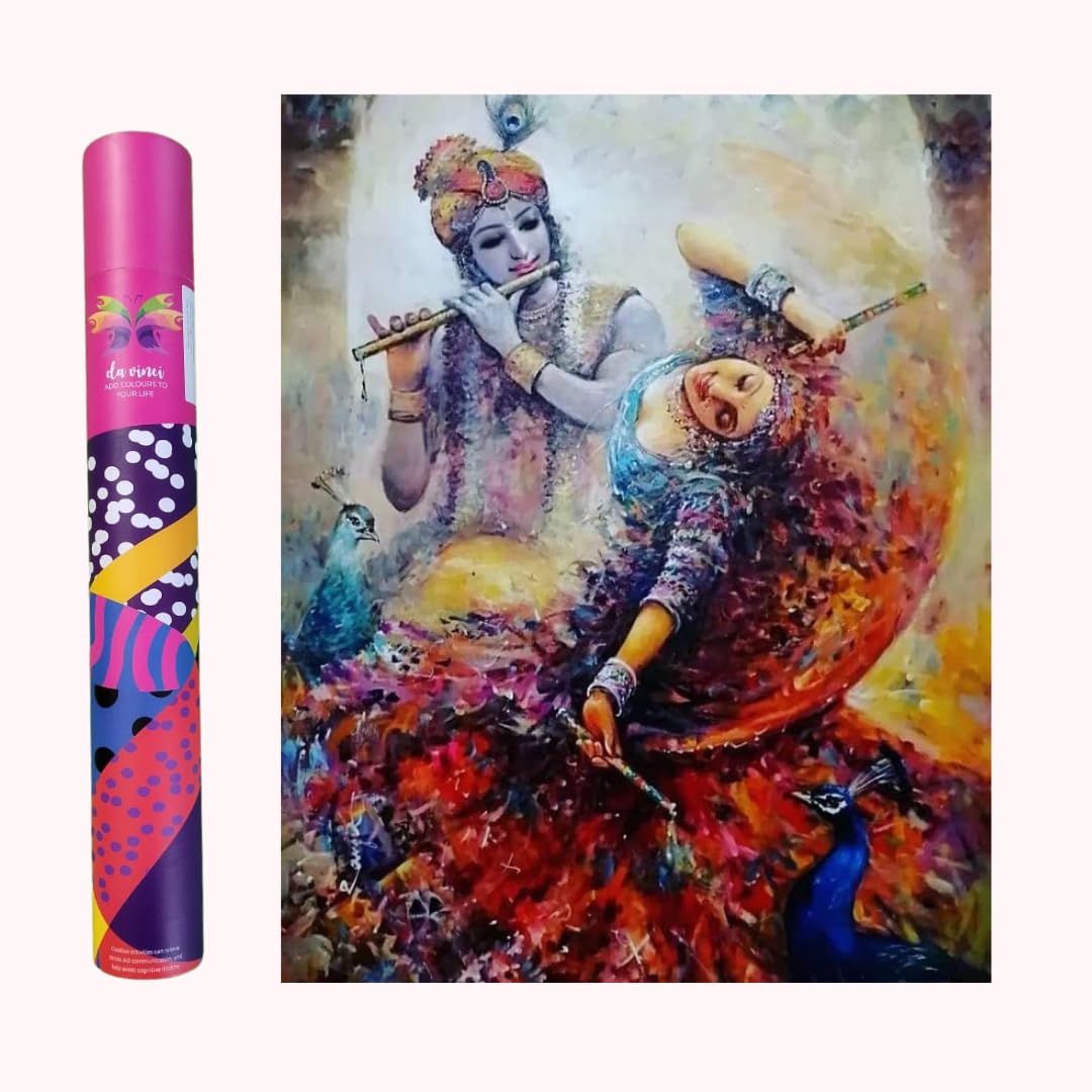 Radha Krishna Dandia Da Vinci Series 36 colour rolled canvas DIY Acrylic Painting by Numbers Kit on Canvas…