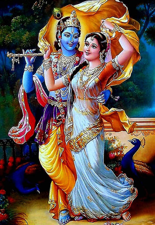 Radha Krishna Duo DIY Acrylic Painting by Numbers Kit on Canvas